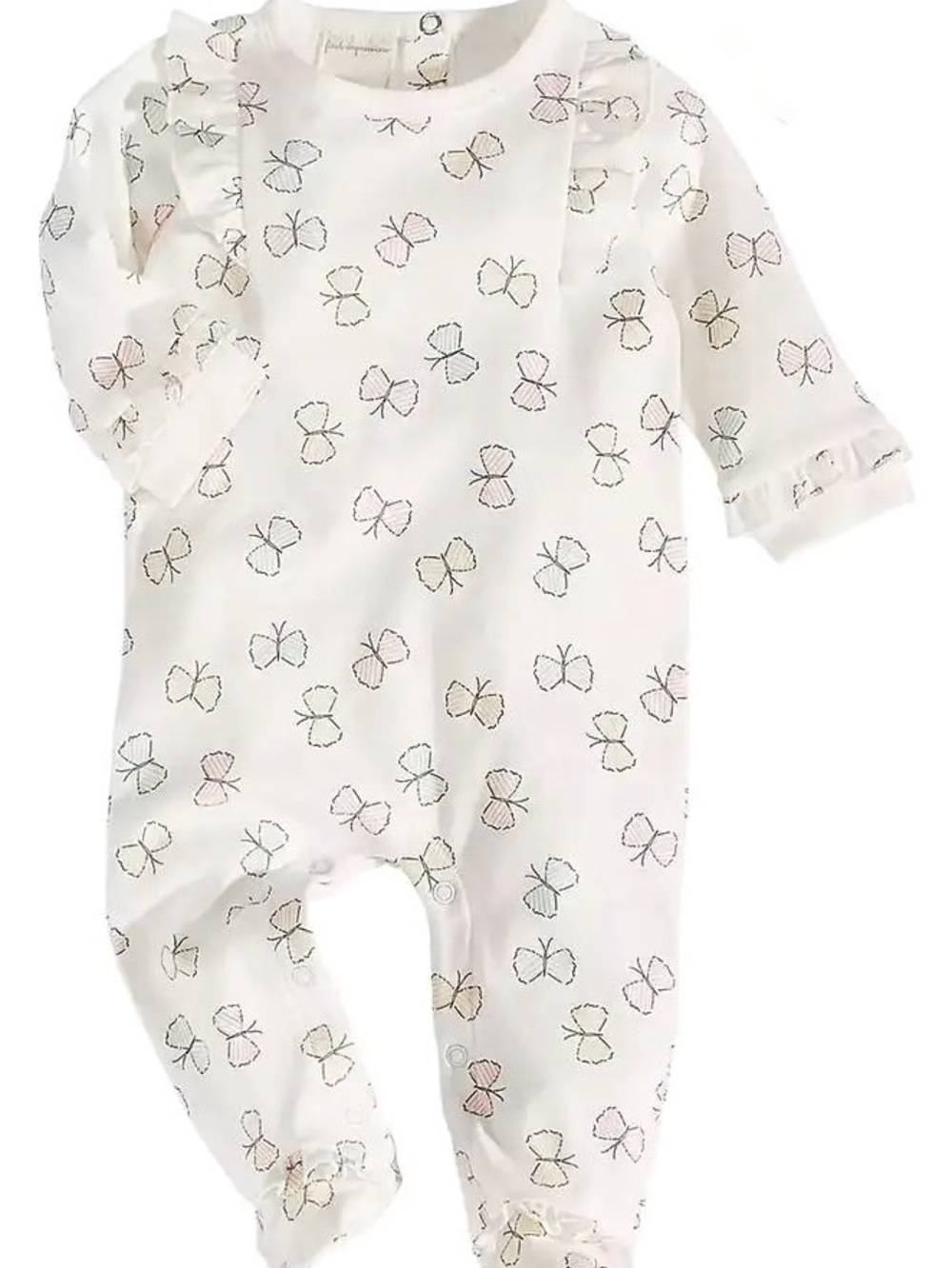 First Impressions White Bow-Print Footie Sleeper 3-6 Months